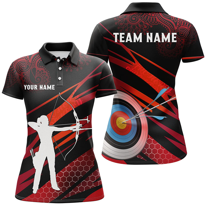 Personalized Silhouette Archer 3D Target Archery Polo Shirts For Women, Custom Archery Team Shirts VHM0657