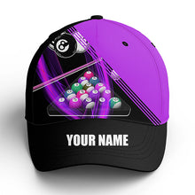 Load image into Gallery viewer, Personalized Billiard Balls Purple 3D Billiard Hats Cap, Adjustable 8 Ball Pool Top Hat Billiards VHM0477