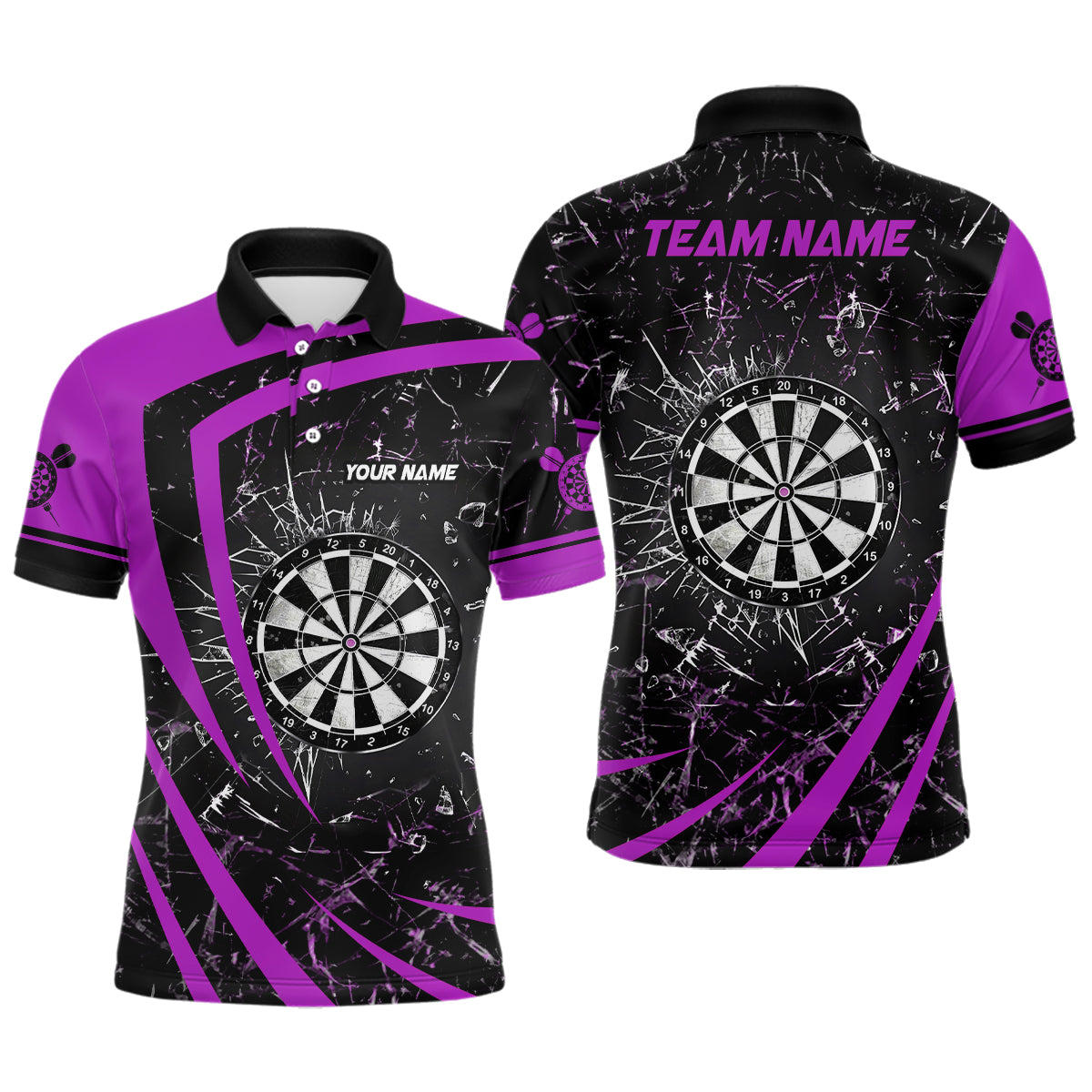 Personalized Purple Glass Break Dart Polo Shirts Custom Dart Shirts For Men Dart Team Shirts VHM1163