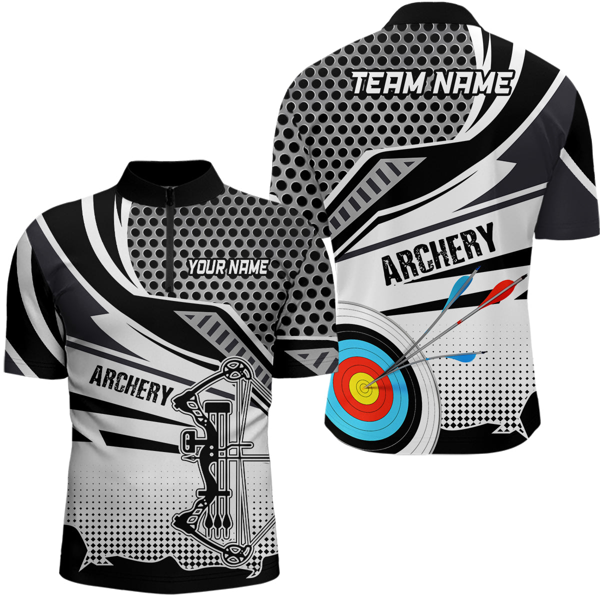 Personalized Modern Compound Bow And Arrow Archery Quarter-Zip Shirts For Men Target Archery Shirts VHM0668
