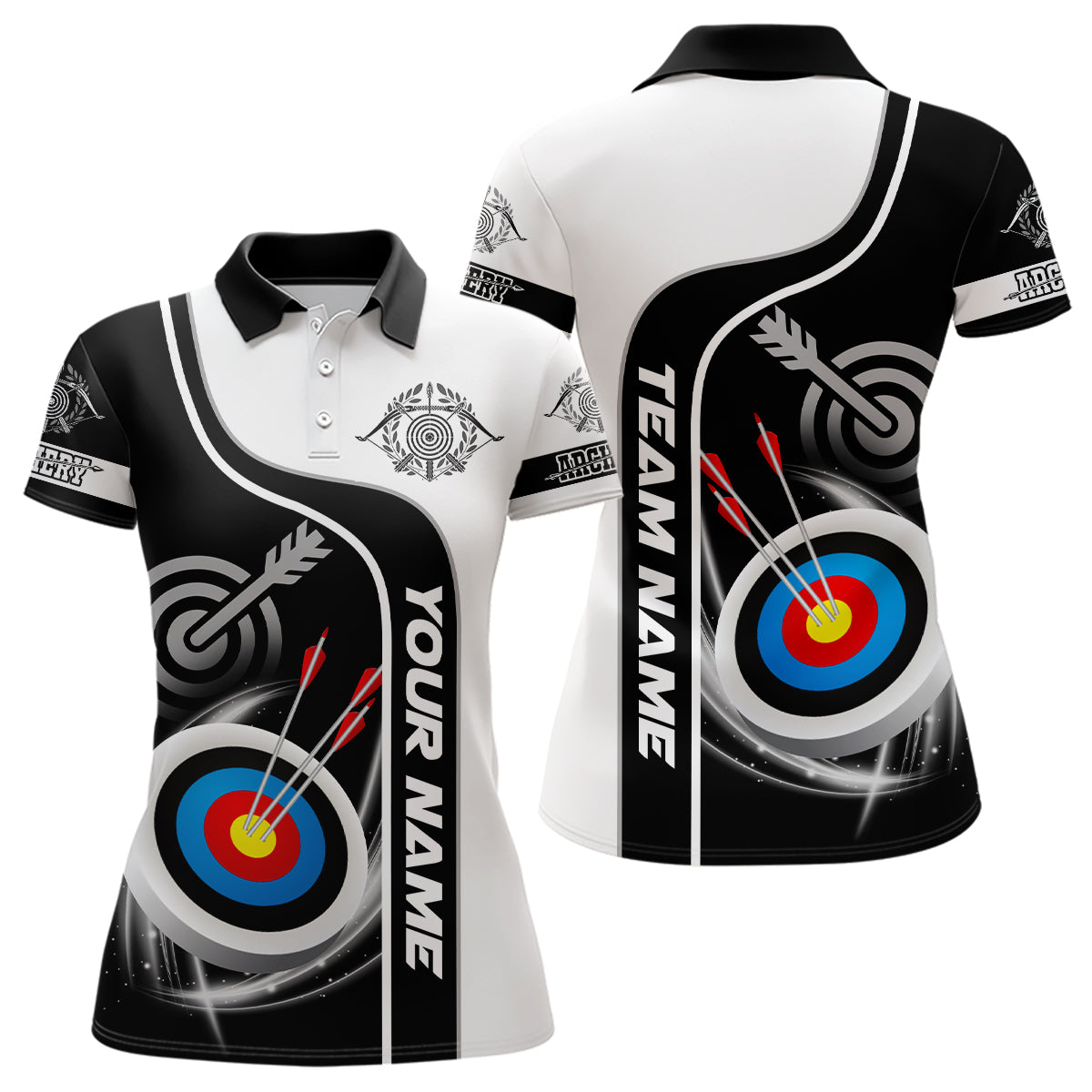 Personalized Archery Targets Black White Archery Polo Shirts For Women Custom Bow Archery Jerseys VHM0560