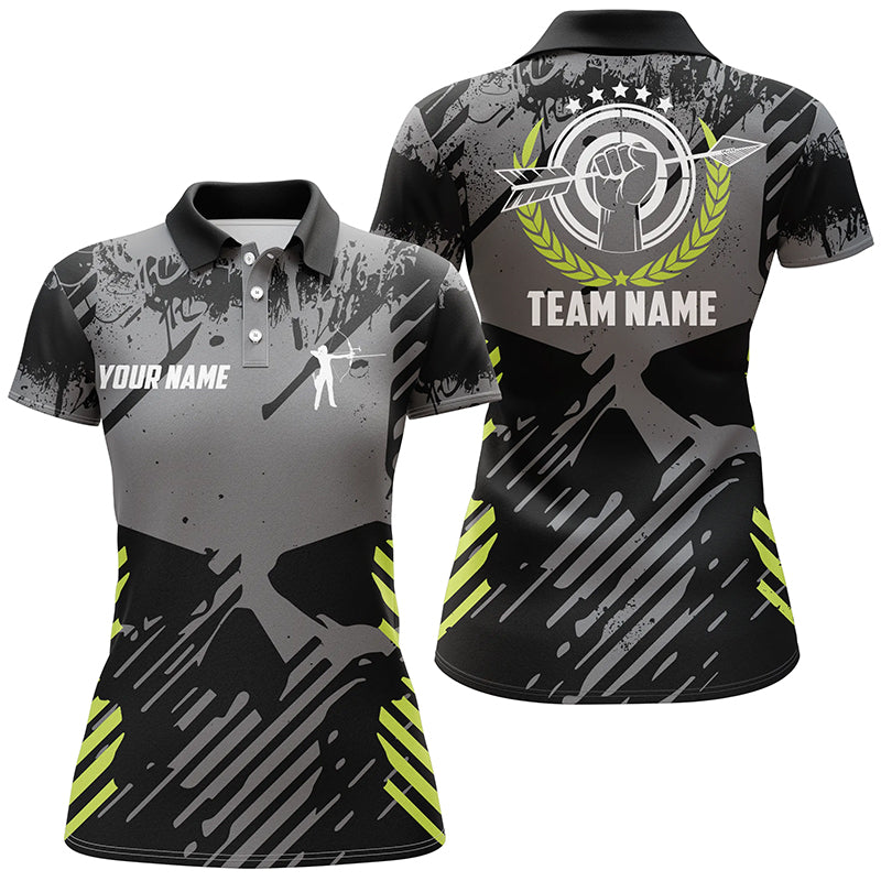 Archery Grey Skull Grunge Style Custom 3D Polo Shirts For Women Best Idea Gifts Shirts For Archers TDM0600