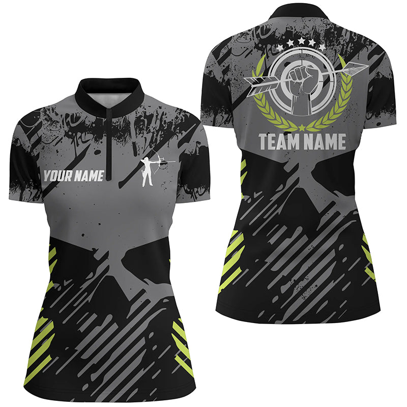 Archery Grey Skull Grunge Style Custom Women Quarter-Zip Shirts Idea Gift Shirts For Archers TDM0600