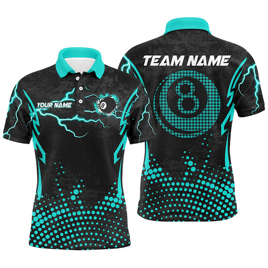 Personalized Turquoise 8 Ball Point Billiard Men Polo Shirt Best Custom Billiards Apparel Clothing TDM1524