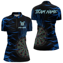 Load image into Gallery viewer, Personalized Blue Flaming 3D Fire Dart Shirts For Women Custom Team Dart Jerseys Polo &amp; Quarter Zip TDM3685