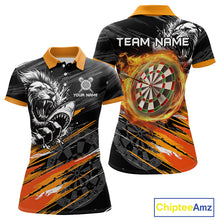 Load image into Gallery viewer, Orange And Black Grunge Lion And Shark Dart Shirts Custom Women&#39;s Dart Jersey Polo &amp; Quarter Zip TDM3847