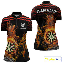 Load image into Gallery viewer, Personalized Dartboard Flame Smoke Custom Dragon Darts Shirt For Women, Darts Team Jersey|Orange TDM4311