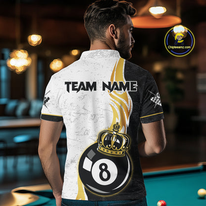 Personalized 8 Ball Pool Crown Billiard Shirts For Men Custom Pool Jerseys Billiard Team Shirts TDM2940
