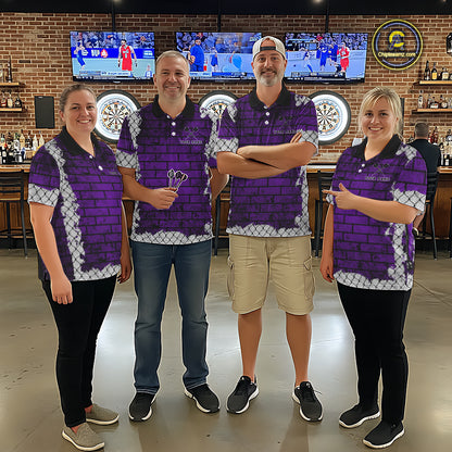 Purple Brick-Wall Fierce Bulldog Women Darts Polo Team Shirt Personalized Name For Players NYN2115
