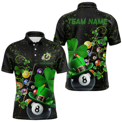 Black Grunge Billiard Balls Luckiest Shamrock Men Pool Shirt Custom Patrick Day Billiard Team Jersey TDM3390