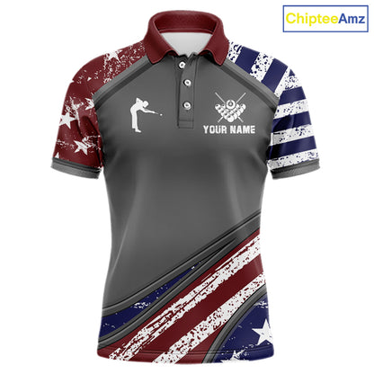 Personalized US Flag 8 Ball Pool Billiard Shirt For Men Custom Patriotic Billiard Team Jersey TDM5678