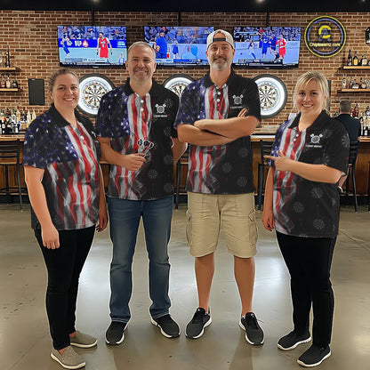 Personalized American Flag Smoke Darts Shirt For Men, Patriotic Darts Jersey Team Polo & 1/4 Zip TDM5680