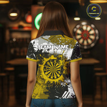 Load image into Gallery viewer, Custom Yellow Grunge Dart Shirt With Pocket Option For Women, Dart Team Jersey TDM5888