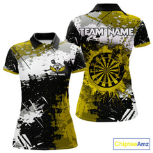 Load image into Gallery viewer, Custom Yellow Grunge Dart Shirt With Pocket Option For Women, Dart Team Jersey TDM5888