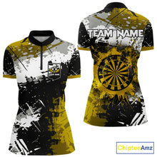 Load image into Gallery viewer, Custom Yellow Grunge Dart Shirt With Pocket Option For Women, Dart Team Jersey TDM5888