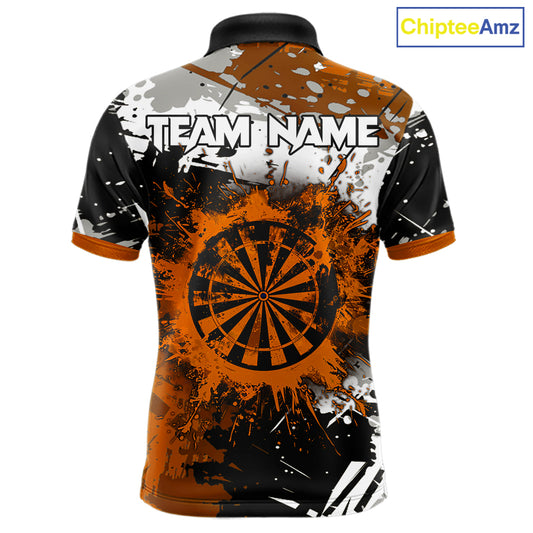 Custom Orange Grunge Dart Shirt With Pocket Option For Men, Dart Team Jersey TDM5889