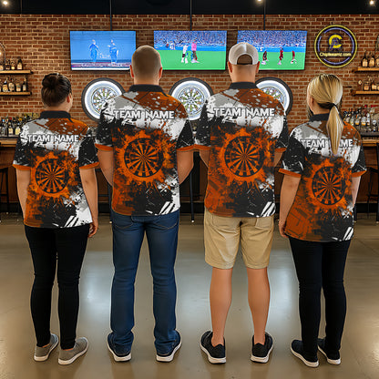 Custom Orange Grunge Dart Shirt With Pocket Option For Women, Dart Team Jersey TDM5889