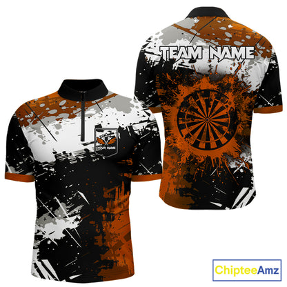 Custom Orange Grunge Dart Shirt With Pocket Option For Men, Dart Team Jersey TDM5889