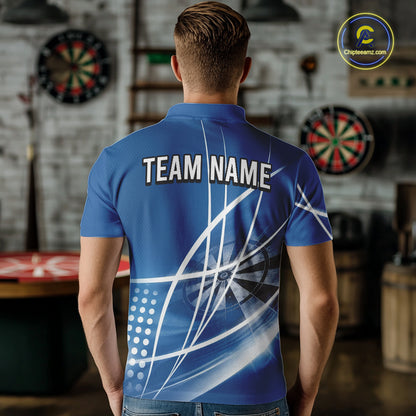 Blue Darts Jersey For Men Custom Light Streaks Darts Tournament Team Shirt Polo & Quarter Zip TDM6026