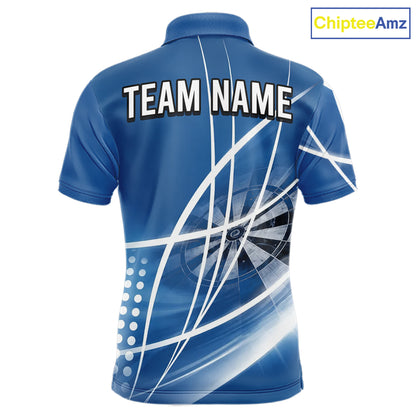 Blue Darts Jersey For Men Custom Light Streaks Darts Tournament Team Shirt Polo & Quarter Zip TDM6026