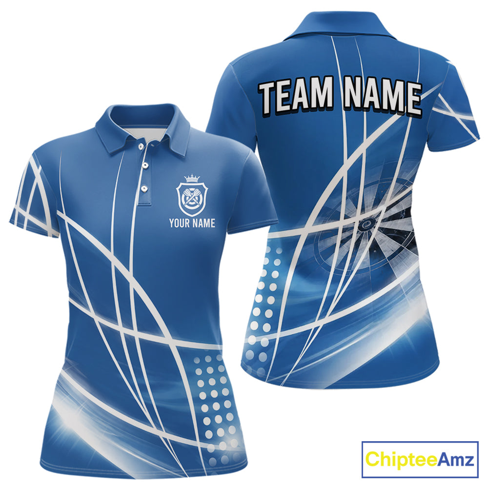 Blue Darts Jersey For Women Custom Light Streaks Darts Tournament Team Shirt Polo & Quarter Zip TDM6026