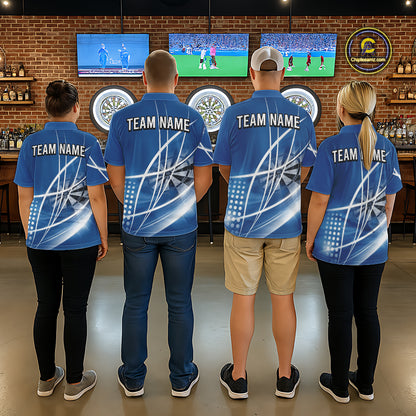 Blue Darts Jersey For Women Custom Light Streaks Darts Tournament Team Shirt Polo & Quarter Zip TDM6026