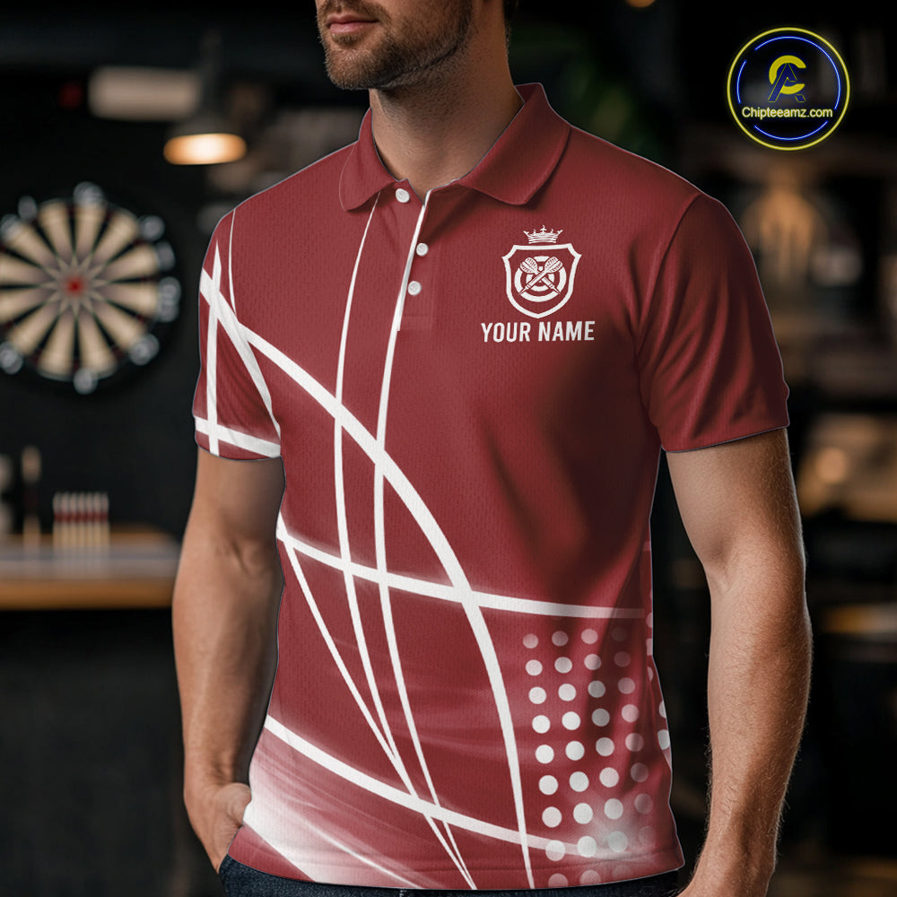 Red Darts Jersey For Men Custom Light Streaks Darts Tournament Team Shirt Polo & Quarter Zip TDM6027