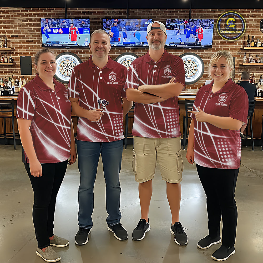 Red Darts Jersey For Men Custom Light Streaks Darts Tournament Team Shirt Polo & Quarter Zip TDM6027