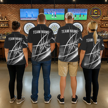 Black And White Darts Jersey For Men Custom Light Streak Darts Team Shirt Polo & Quarter Zip TDM6028