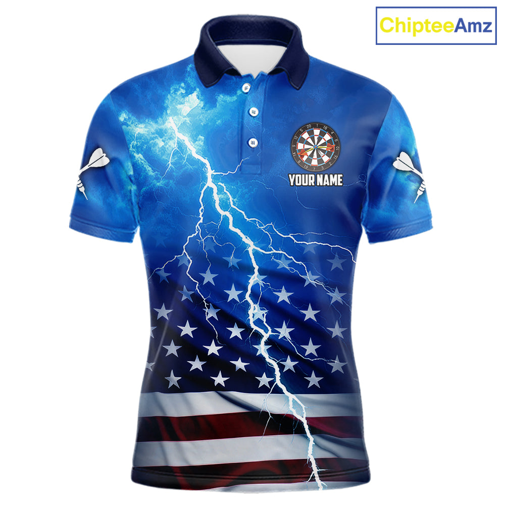 Blue Lightning American Flag Eagle Dart Shirt With Pocket Option For Men TDM6030