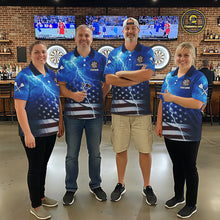 Load image into Gallery viewer, Blue Lightning American Flag Eagle Dart Shirt With Pocket Option For Men TDM6030