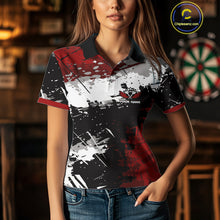 Load image into Gallery viewer, Red Grunge Paint Splash Dart Polo &amp; Quarter Zip Custom Dart Shirts For Women Darts Team Jerseys  TDM3858