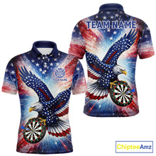 Load image into Gallery viewer, Personalized American Flag Eagle Darts Shirt For Men, Patriotic Darts Team Jersey Polo &amp; 1/4 Zip TDM6283