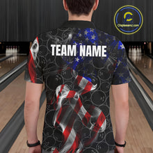 Load image into Gallery viewer, Custom American Flag Smoke Bowling Shirt For Men, Patriotic Team Bowling Jersey Polo &amp; 1/4 Zip TDM6290