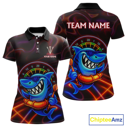 Personalized Neon Funny Shark Darts Shirt For Women Custom Darts Team Jersey Outfit, Darts Gifts TDM4319