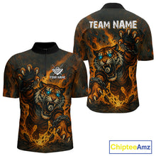 Load image into Gallery viewer, Personalized 8 Ball Tiger Fire Billiard Shirt For Men Custom Pool Team Jersey Polo &amp; 1/4 Zip TDM4538