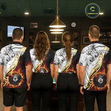 Load image into Gallery viewer, 8 Ball Pool Fire Flame Smoke Tribal Billiard Shirt For Men Custom Billiard Team Jersey |White TDM5398
