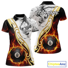 Load image into Gallery viewer, 8 Ball Pool Fire Flame Smoke Tribal Billiard Shirt For Women Custom Billiard Team Jersey |White TDM5398