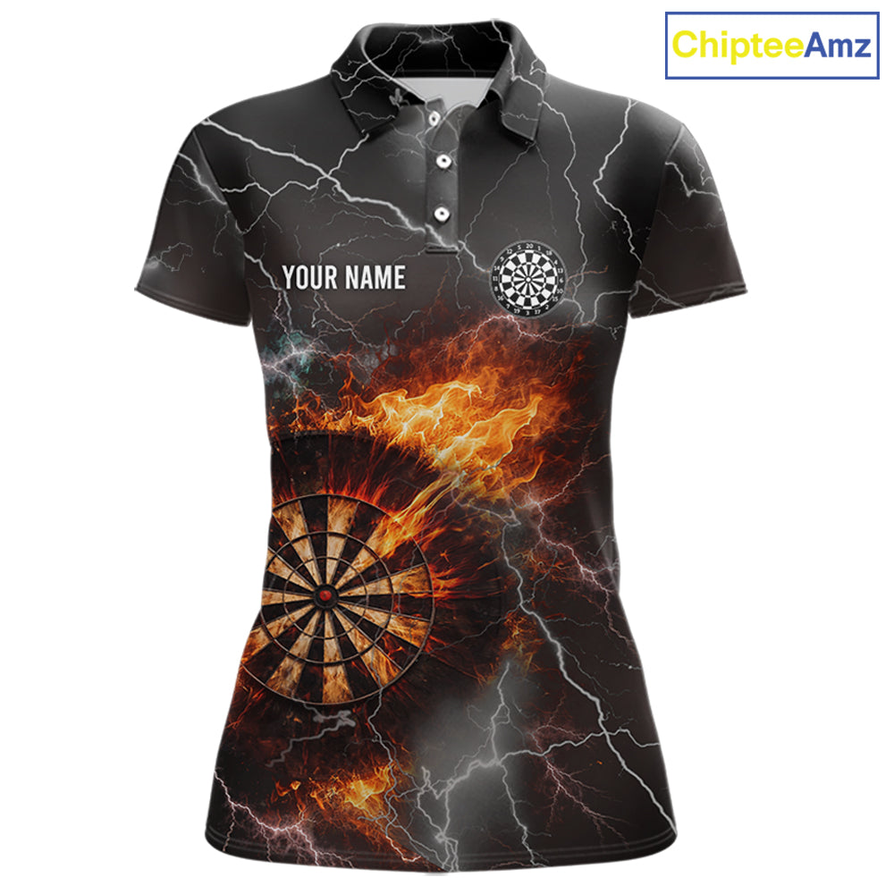 Custom Lightning Flame Darts Shirt With Pocket Option For Women, Darts Jersey TDM5684
