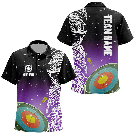 Personalized 3D Target Archery Purple Galaxy Pattern Kid Polo Shirts, Team League Archery Jerseys TDM1083
