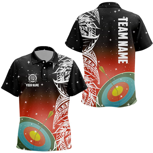 Personalized 3D Target Archery Red Galaxy Pattern Kid Polo Shirts, Team League Archery Jerseys TDM1084