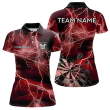 Load image into Gallery viewer, Red Black Thunder Lightning Dart Shirt &amp; Pocket For Women Custom Dart Jersey TDM3523