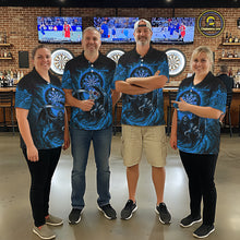 Load image into Gallery viewer, Personalized Blue Grim Reaper Lightning Darts Shirt For Women, Darts Team Jersey Polo &amp; 1/4 Zip TDM5897