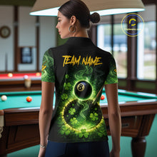 Load image into Gallery viewer, Personalized St Patrick Day Smoke 8 Ball Billiard Shirt For Women, Luckiest Shamrock Pool Jersey TDM5899