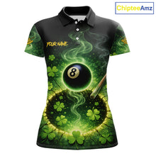 Load image into Gallery viewer, Personalized St Patrick Day Smoke 8 Ball Billiard Shirt For Women, Luckiest Shamrock Pool Jersey TDM5899