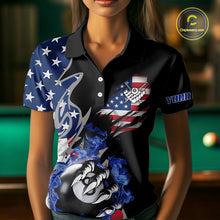 Load image into Gallery viewer, 8 Ball Pool Claw American Flag Billiard Shirt For Women Custom Patriotic Billiard Team Jersey|Black TDM6042