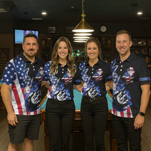 Load image into Gallery viewer, 8 Ball Pool Claw American Flag Billiard Shirt For Women Custom Patriotic Billiard Team Jersey|Black TDM6042