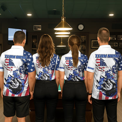 8 Ball Pool Claw American Flag Billiard Shirt For Women Custom Patriotic Billiard Team Jersey|White TDM6043
