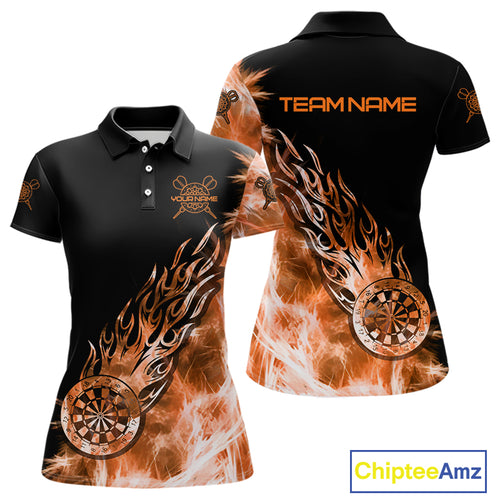 Orange And Black Light Icy Women Darts Polo & Quarter Zip Custom Dart Shirts For Team Dart Jerseys TDM3873