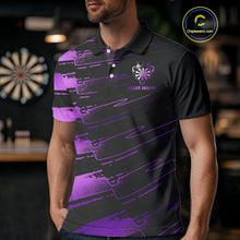 Load image into Gallery viewer, Black And Purple Funny Skull Crown Darts Shirt For Men Custom Dart Jerseys Team Polo &amp; 1/4 Zip TDM5170